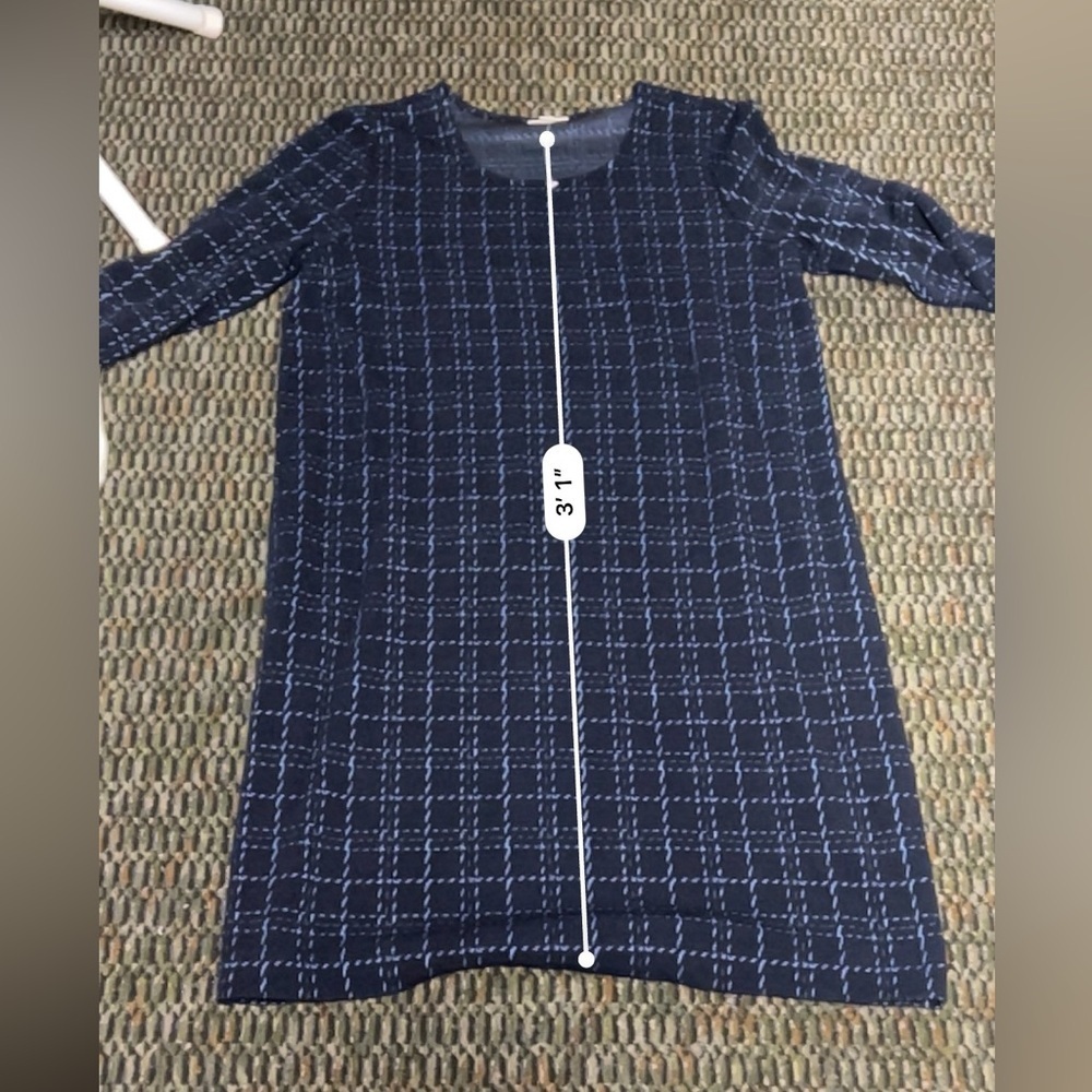 Long navy dress with blue lines - Picture 4 of 5